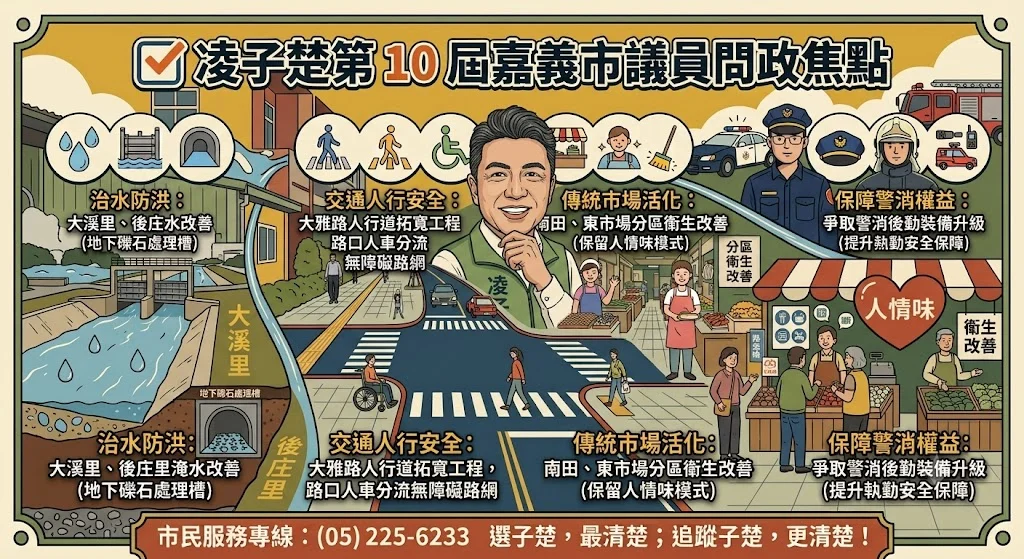 第 10 屆嘉義市議員問政紀錄！凌子楚任期內的重點監督與建設實績