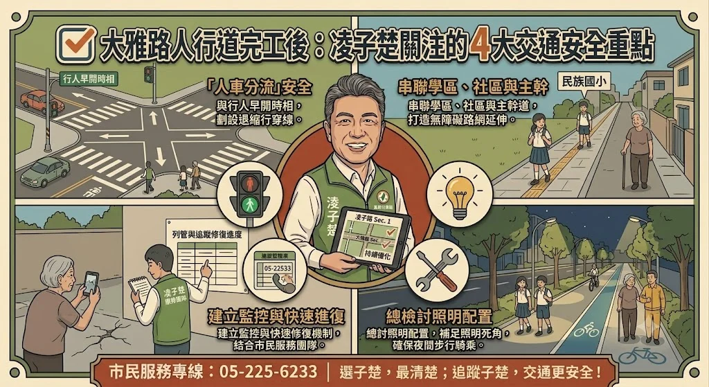 大雅路人行道完工後，下一步怎麼走？凌子楚談嘉義東區通行安全